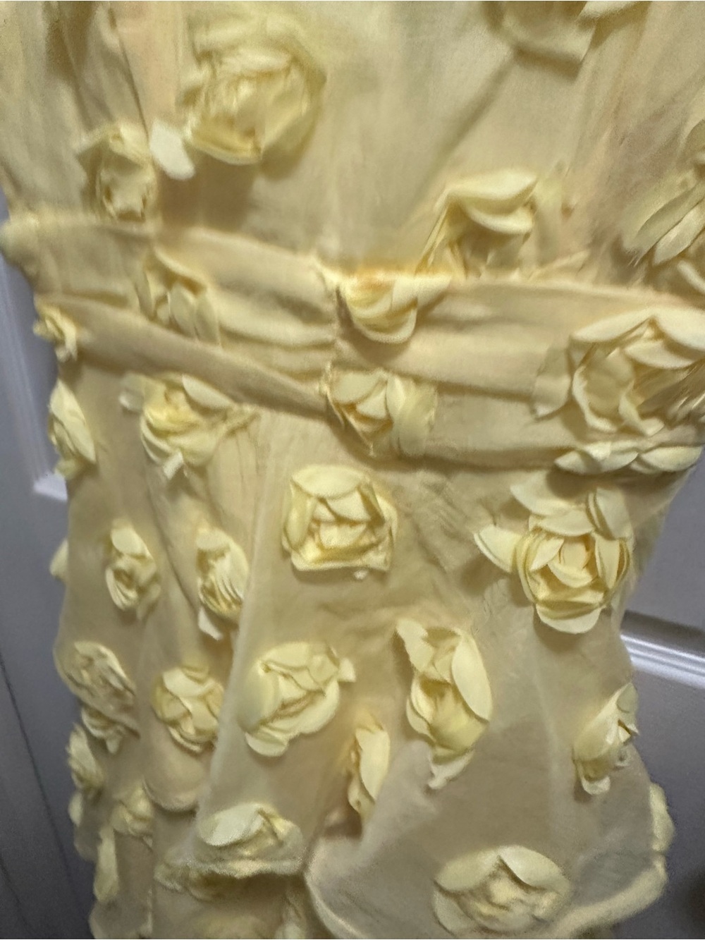 Lulu's Yellow Floral Appliqué Tiered Midi Dress - Picture 4 of 6